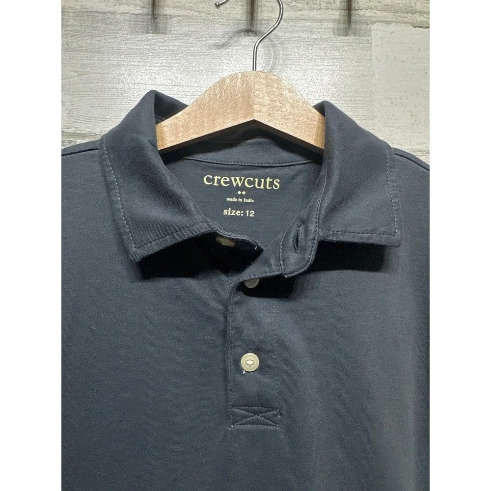 Crewcuts Polo Shirt Boys 12 Charcoal Grey Short Sleeve Cotton EUC